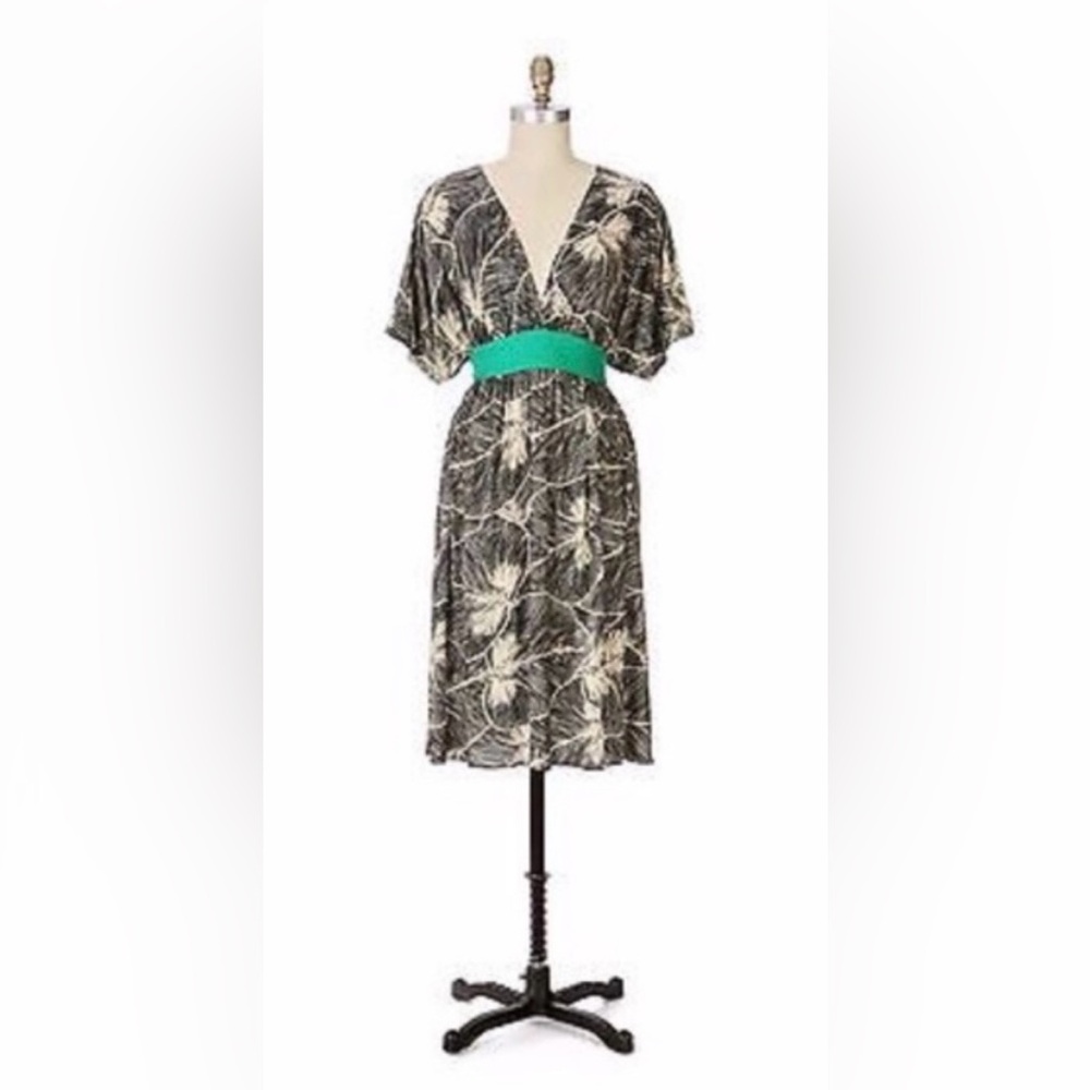 Anthropologie Maple Silk Leaf Print Dress Size XS